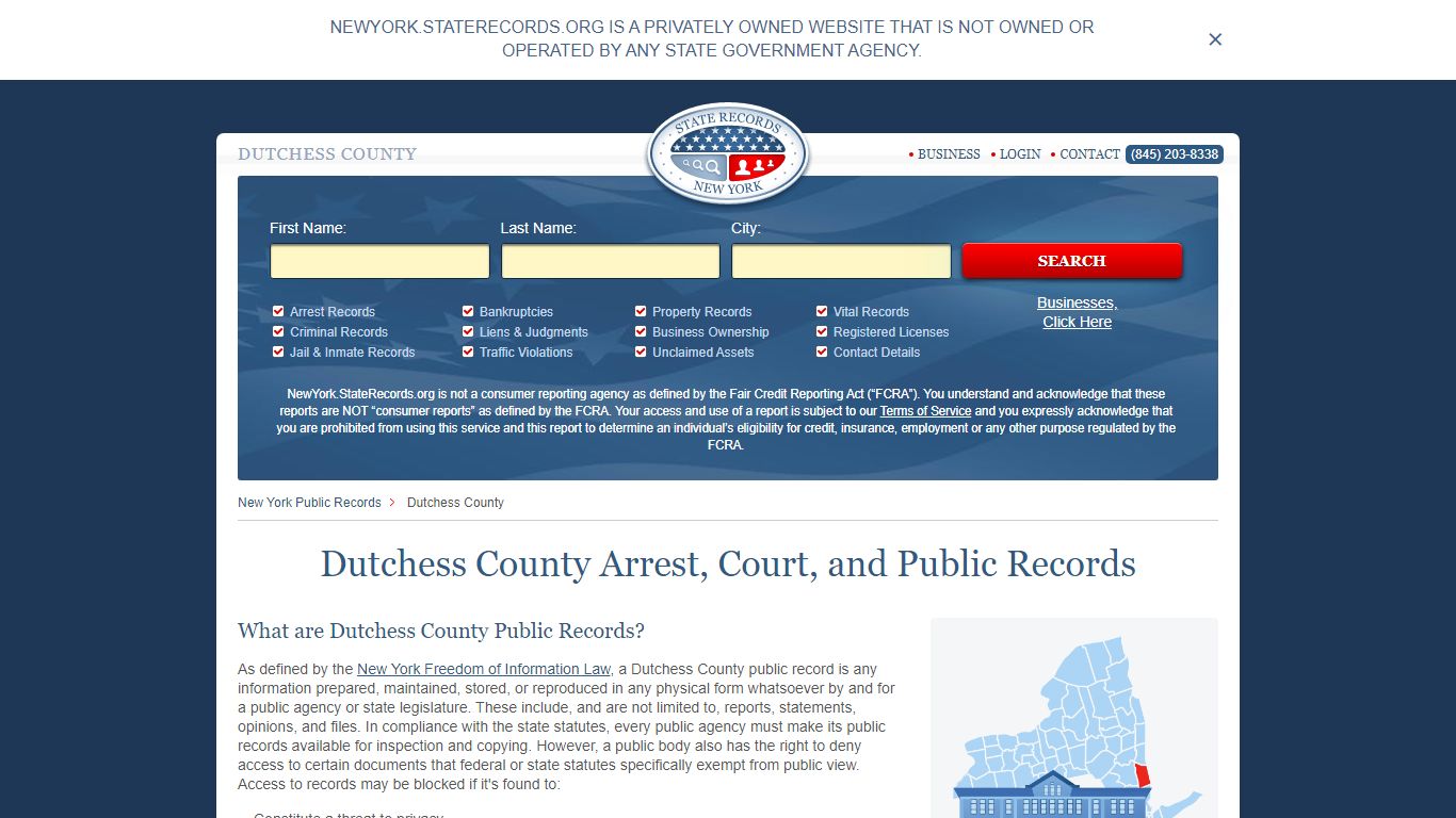 Dutchess County Arrest, Court, and Public Records